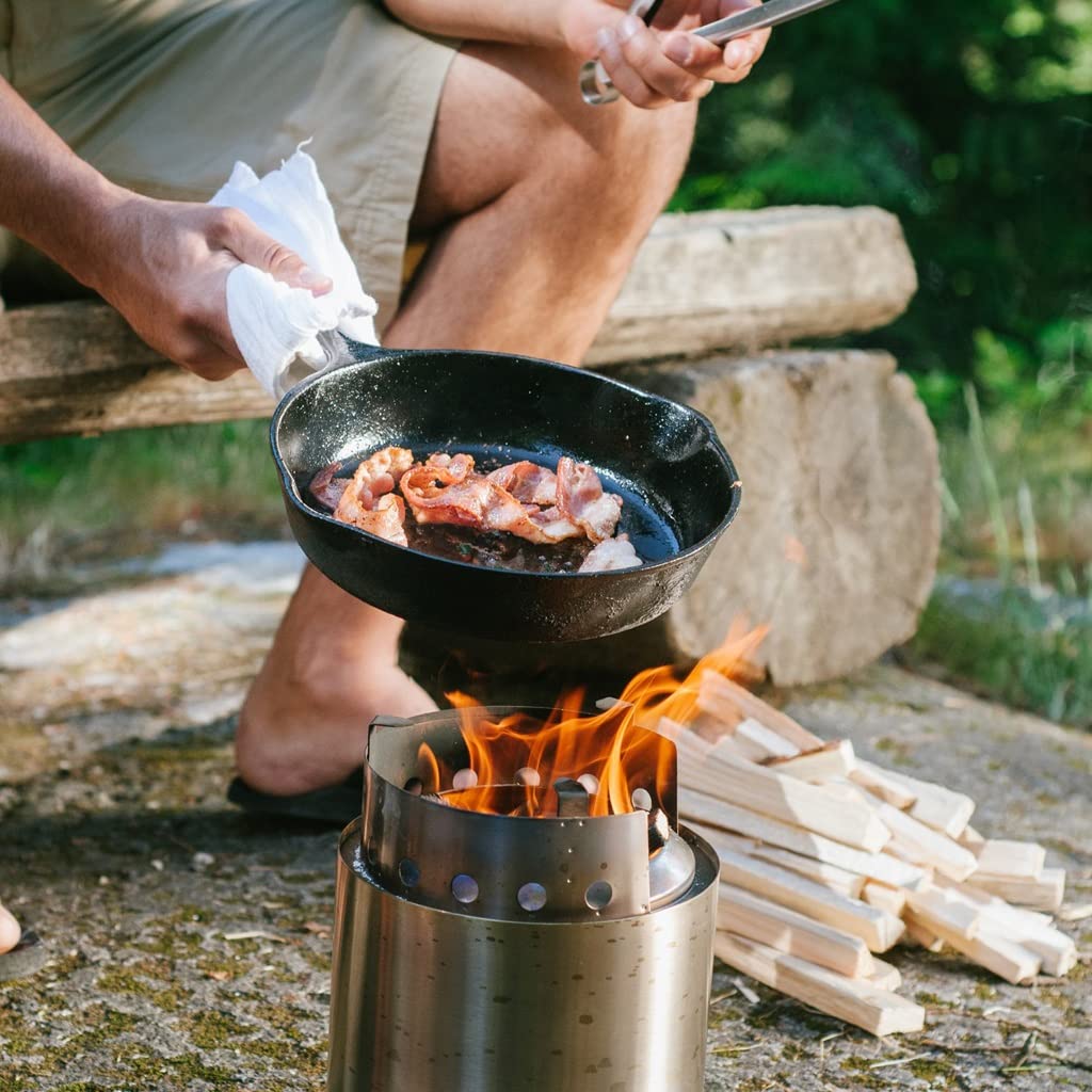 Réchaud à Bois Portable, réchaud à Dos extérieur en Acier Inoxydable, réchaud de Barbecue pour Pique-Nique de Camping, réchaud de Chauffage pour Tente de Voyage (Color : Silver, Size : 12.8 * 12.4 *