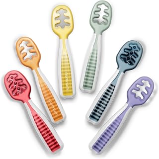 NumNum GOOtensils Pre-Spoon Baby Spoons Set for 6+ Months - BPA-Free Silicone Self-Feeding for BLW, 6 Pack Rainbow