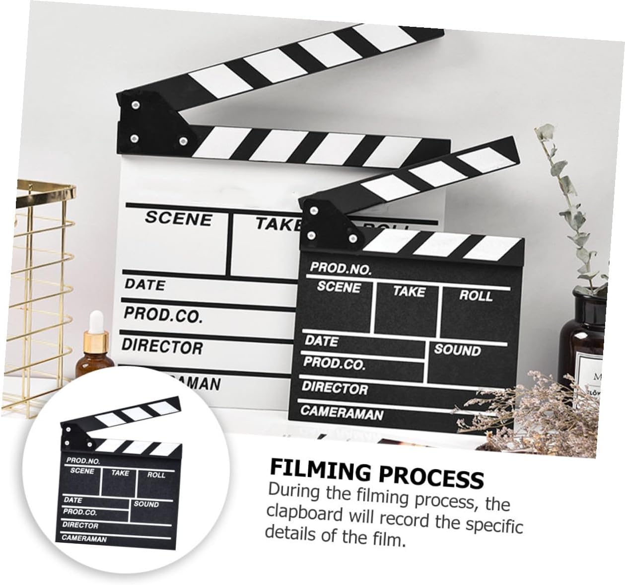 VOSAREA 1pc Black Wooden Film Clapboard Writable Board Filming Compact Photography Prop and Lightweight Design for Film and Home Studios