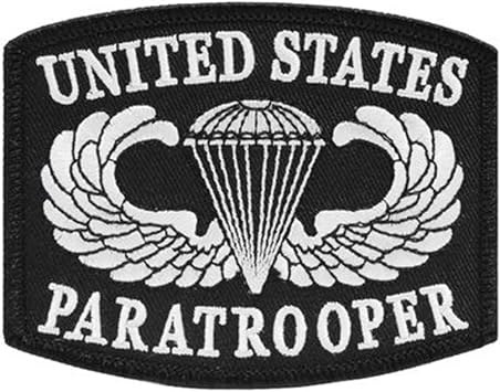 United States Army Airborne A/B Paratrooper Patch, Black and White, with Iron-On Adhesive