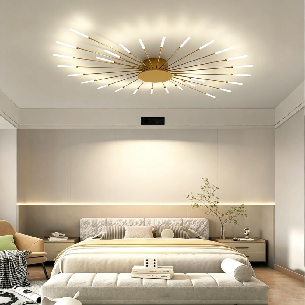 Piptyllite Smart Ceiling Fan Light with Remote Control,Flush-Mount Light Fixture,Firework-Inspired Design,Suitable for Living Rooms And Bedrooms