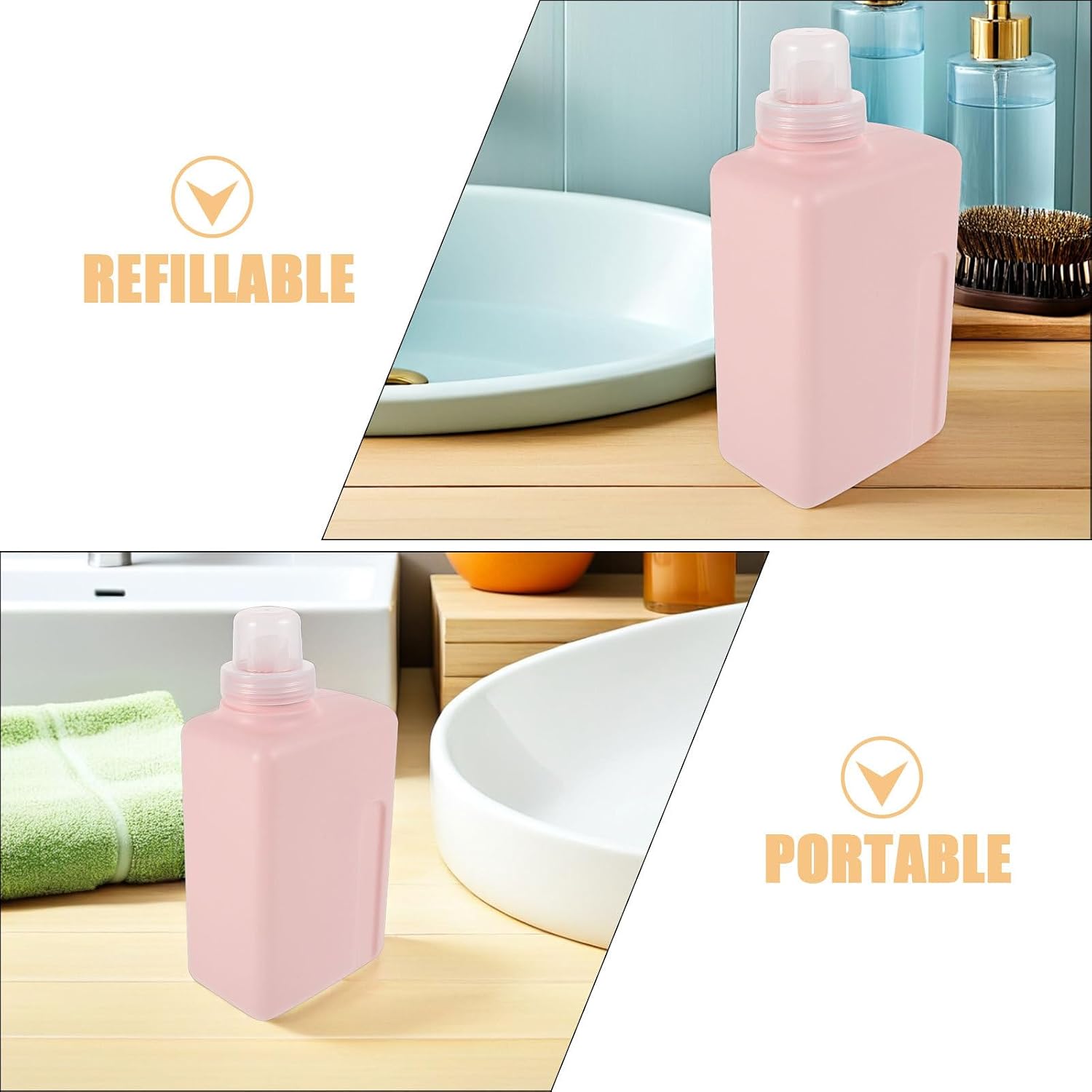 Generic 2pcs 1000ml Laundry Detergent Dispenser: Refillable Liquid Bottles For Laundry - Square Container - Leak-Proof Dispenser Large Capacity Shampoo Storage Organizer image 3