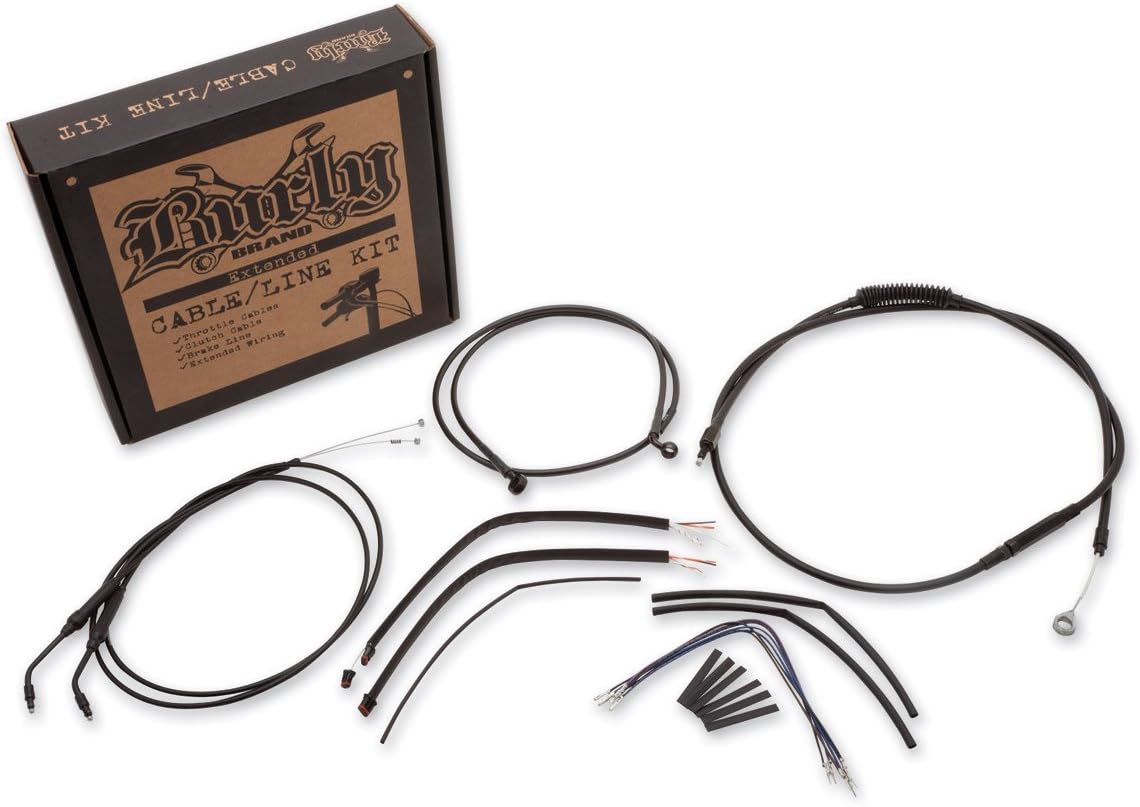 Burly Brand Black 12" Ape Hanger Cable/Brake Kit B30-1106