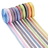 Beadthoven 10巻入り 幅6mm 10色 チェックリボン ポリエステル製 ギンガムチェック リボン 手芸用 アクセサリー DIY 手作り ラッピング 装飾 約10m/巻