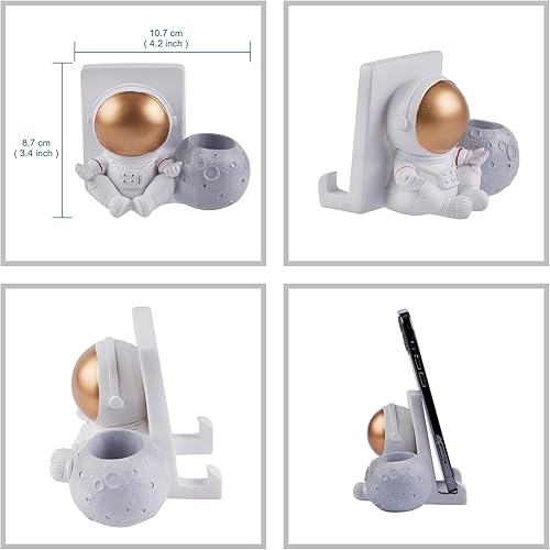 Vista 21 de Estatuas de astronauta, escultura de astronauta, adorno creativo de escritorio de astronauta, arte y manualidades, libro de lectura Libro