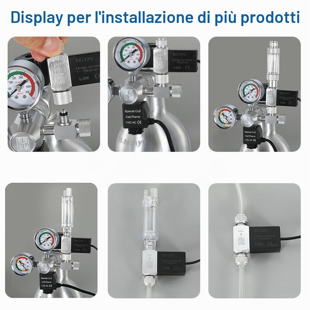 DONGKER Valvola solenoide di CO2 con controller temporizzazione, DC 12 V, testa singola/doppia acquario, regolatore di CO2, valvola temporizzata, per la crescita di piante acquatiche ed erba