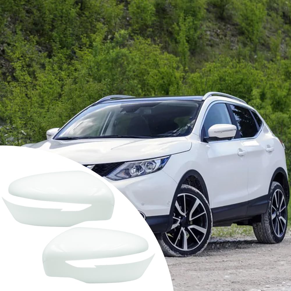 Tappi per Specchietti Bianco, Copri Specchietto Retrovisore Auto Coppia Calotte Specchio Destra + Sinistra Compatibile con Qashqai J11 2014-2020, Compatibile con Rogue 2013-2021