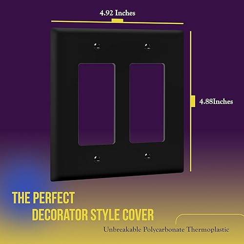 Miniatura 2 de ENERLITES Placa decorativa de pared para interruptor de luz o toma de receptáculo, acabado brillante, tamaño medio de 2 bandas, 4.88 x 4.92