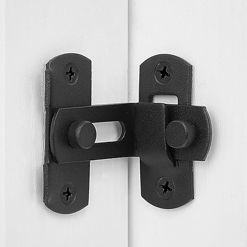 Paquete de 5 cerraduras de puerta de granero abatibles de 90, cierres de seguridad de alta calidad negro mate para puertas correderas, pestillos de