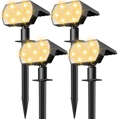 NYMPHY Solar Lights Outdoor Waterproof IP68, 56 LED 3 Lighting Modes Solar Powered Garden Yard Spot Solar Lights for Christmas Outside Landscape- 6 Pack (Warm White)