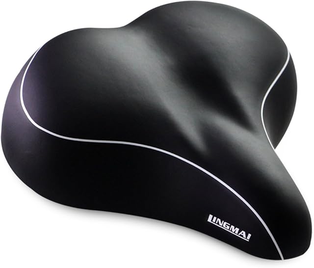 LINGMAI Bike Seat Bicycle Saddle Comfortable Bike Saddle for Cruiser Wide Cushion Pad Bike Seat Cover Waterproof Wide Bike Saddle for Women Men Fit Most Bikes