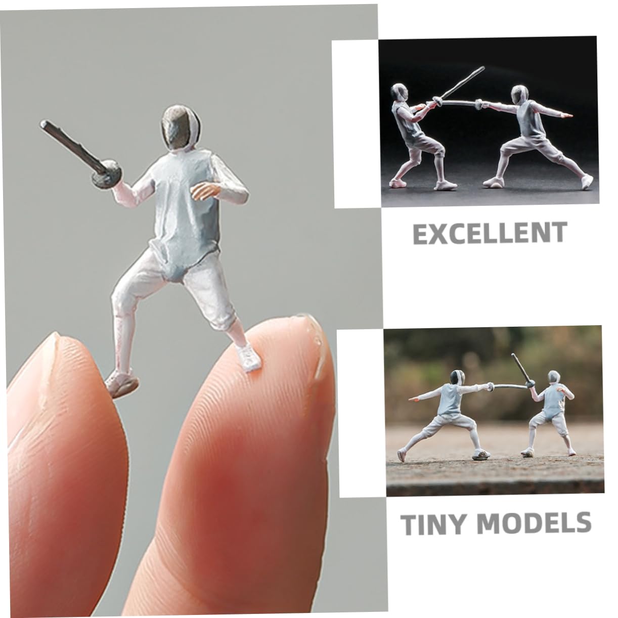 Sosoport 2pezzi Persone Minuscole in Scala per Scherma Figure di Modelli di Partite in Resina Decorazioni per Diorama da Tavolo Accessori per Scene in Miniatura Modelli Dipinti Mano