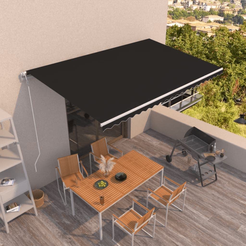 Festnight Store banne Motorisé 5X 3,5 m Store Banne Aluminium avec télécommande Auvent de Terrasse Rétractable aux UV/Vent/Eau pour Patio Balcon-Anthracite-500 x 350 cm