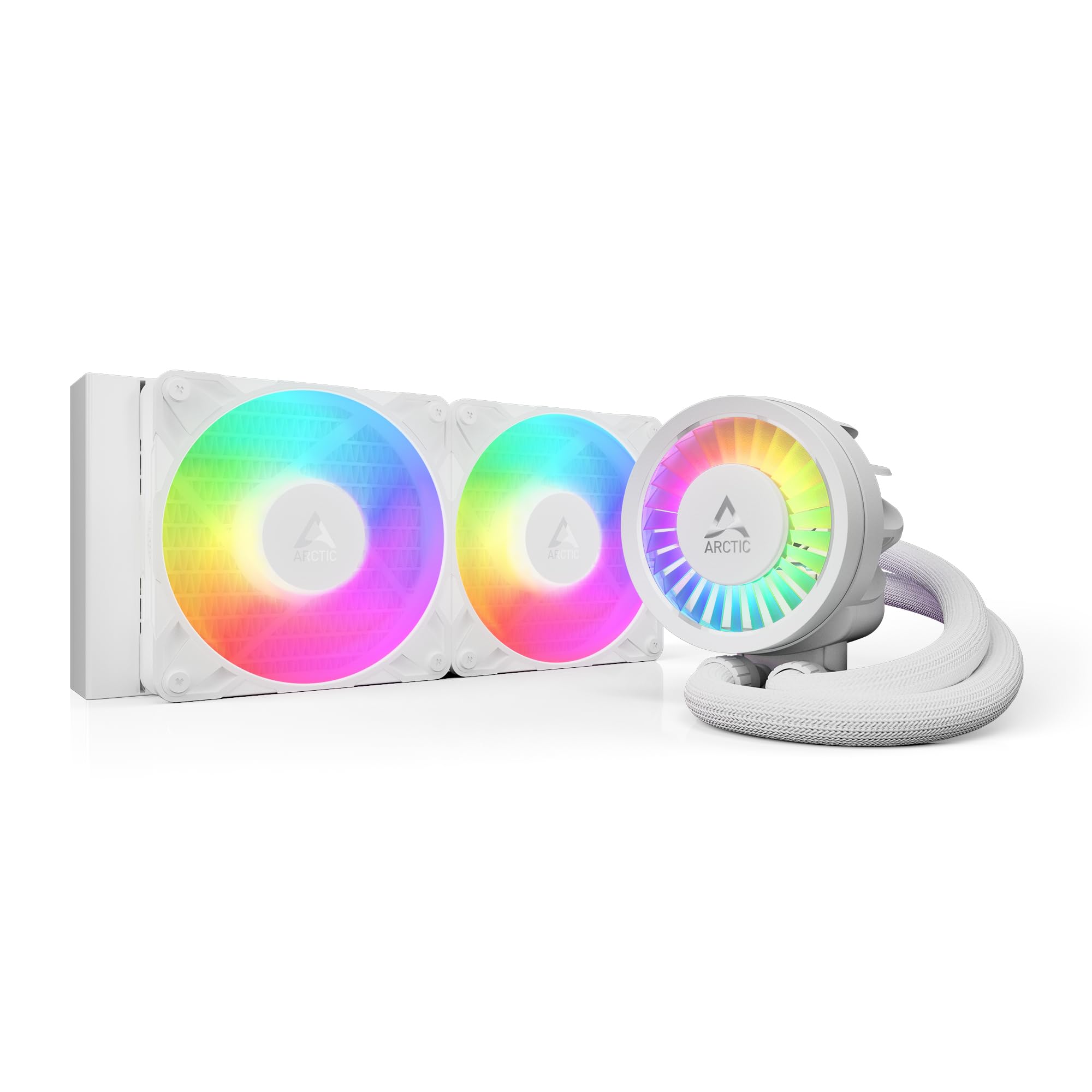 ARCTIC Liquid Freezer III Pro 240 A-RGB (White) - AIO CPU Cooler, 2 x 120 mm Water Cooling, 38 mm Radiator, PWM Pump, VRM Fan, AMD AM5/AM4, Intel LGA1851/1770 Contact Frame - White