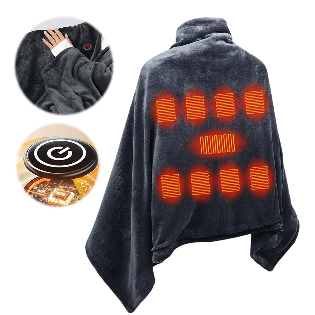 12V Car Electric Blanket 9 Heating Level Heated Tr Manta térmica de franela con USB, 3 ajustes temperatura, inalámbrica, for acampar al aire libre