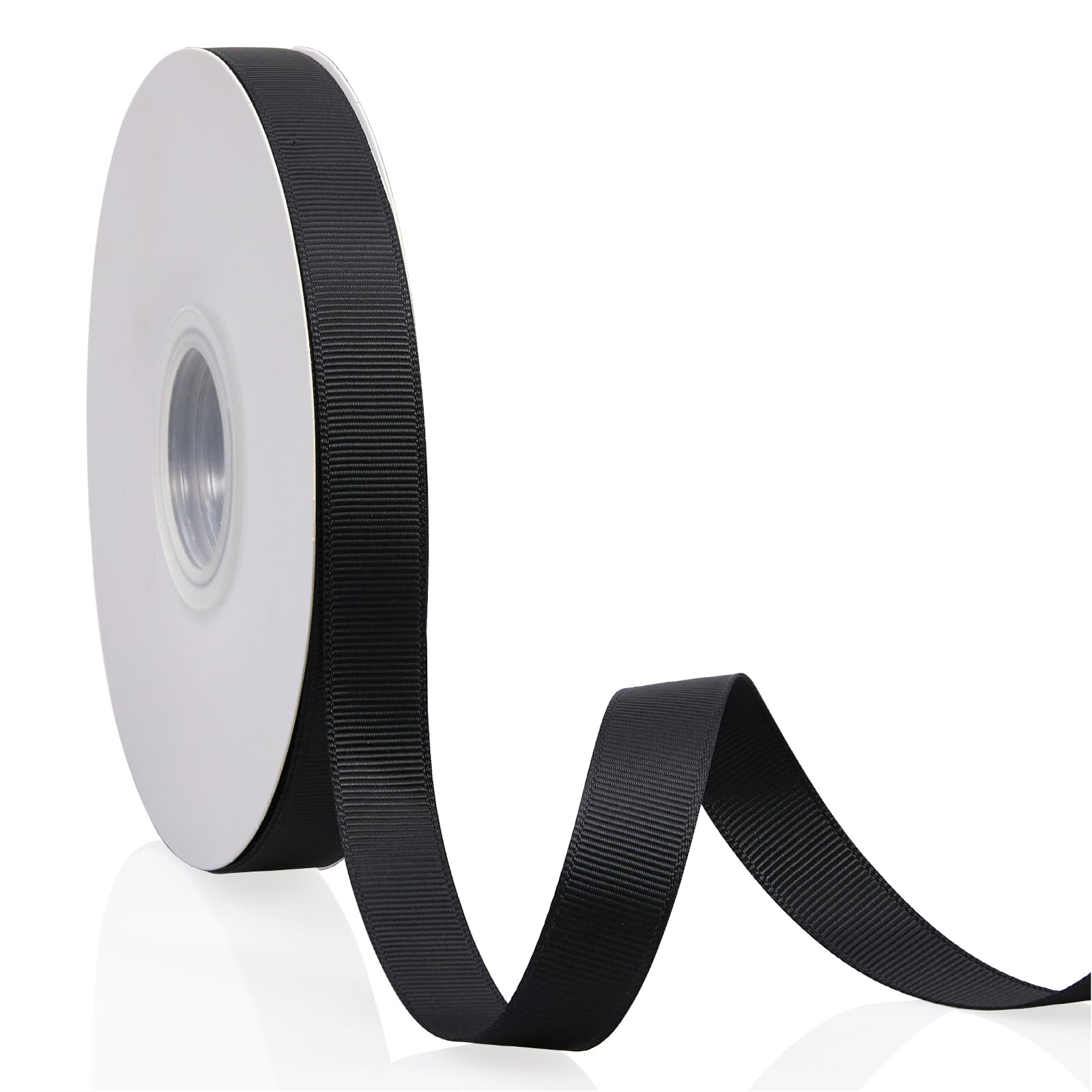 Black 5/8" X 50 Yards Solid Color Double Faced Grosgrain Ribbon for Gifts Wrapping, Wedding, Party, Crafts