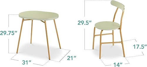 Miniatura 7 de Best Choice Products Juego de mesa de comedor ovalada de 3 piezas, moderno comedor de cocina pequeño con 2 sillas, marco de metal, respaldos curvos,