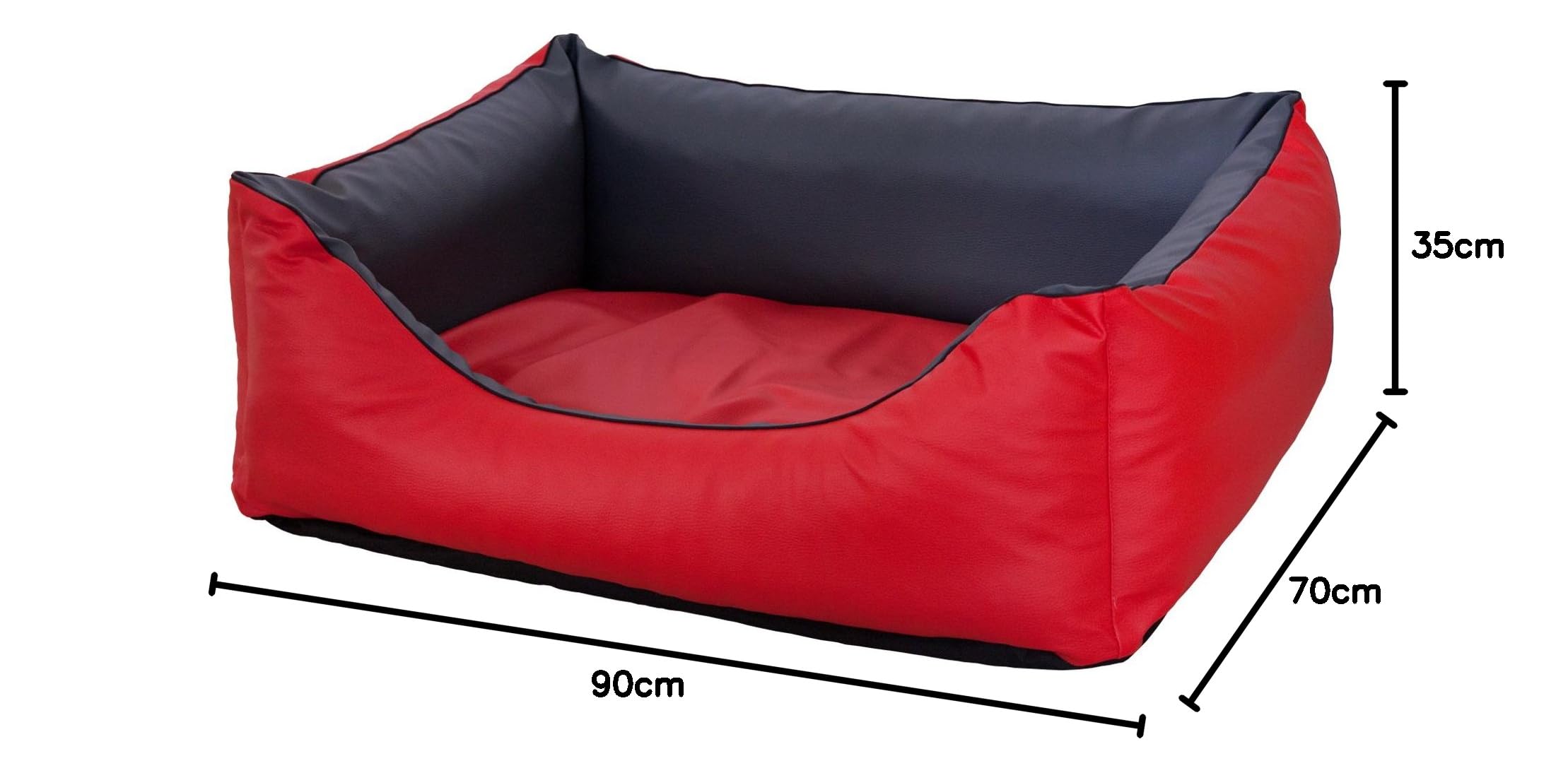 Cama para perros CopcoPet Rocco 2 en 1, impermeable y de piel sintética, con colchón de plástico para perros con espuma de copos o espuma viscoelástica ortopédica