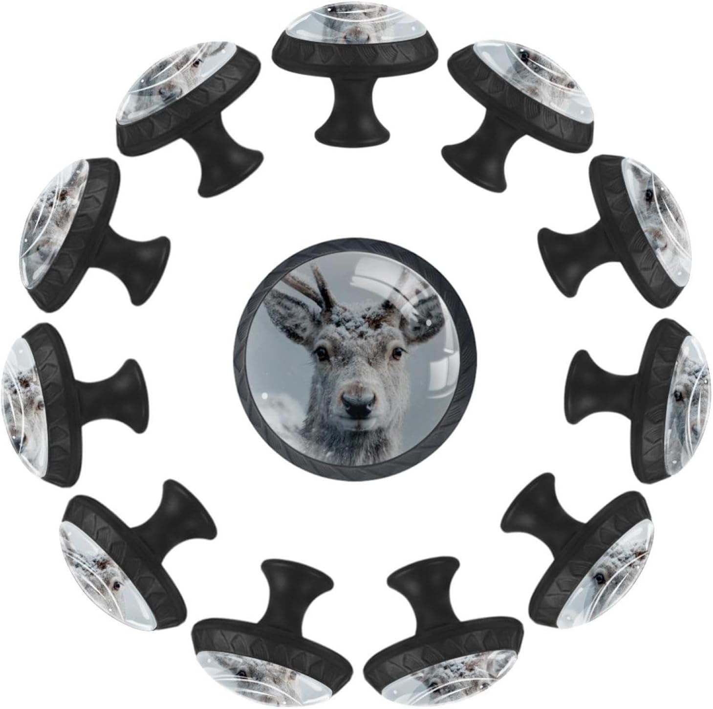 Black Blue Butterfly Pattern (3) Decorative Cabinet Knobs, Crystal Glass Drawer Pulls with Screws for Kitchen Bathroom Dresser Cupboard Wardrobe