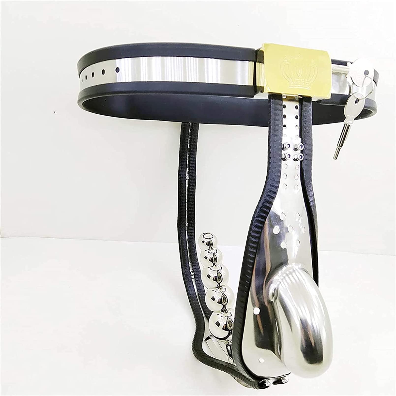 Ceinture de chasteté verrouillable BDSM pour hommes, cage à pénis en acier inoxydable avec plug anal, sous-vêtements respirants