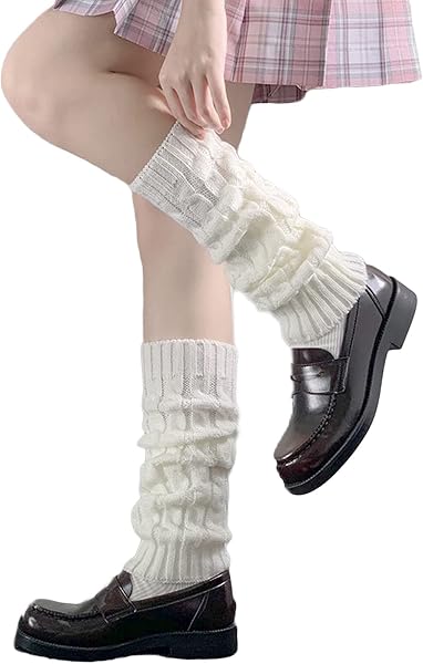 Lopsity Knitted Ribbed Stirrup Leg Warmers for Women