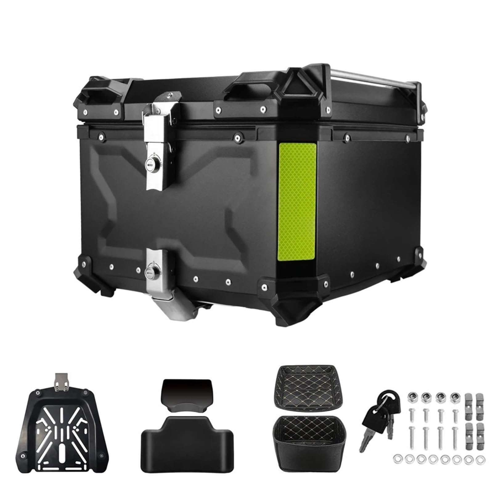 Baúl de Moto Caja de Aluminio CNC para Casco de Motocicleta, baúl Superior, Caja de Viaje, Compatible con VOGE DS525X, Valico 525, DSX 650D, 900DS, ADV, 2024(45L Black with X)