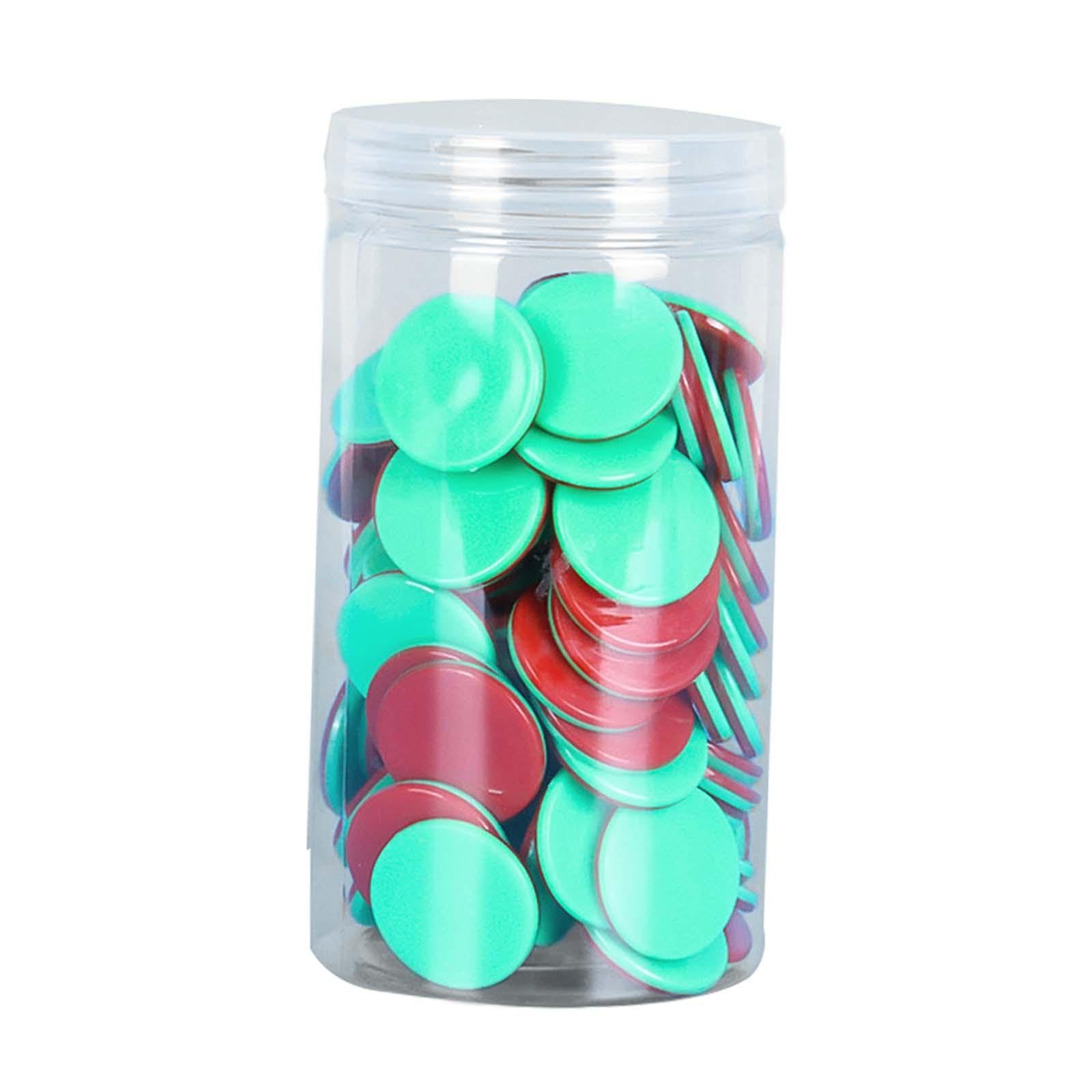B Baosity 100 Pieces Math Counters for Kids Two Color Counters with Storage Bucket Bingo Chip Learning Counters for Party Children, Red Green, 25mm