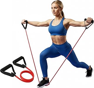 Bandas de entrenamiento con asas para hombres y mujeres, tubo de resistencia rojo para ejercicios de brazos, pilates y tonificación, cordón elástico duradero para equipos de gimnasio en casa