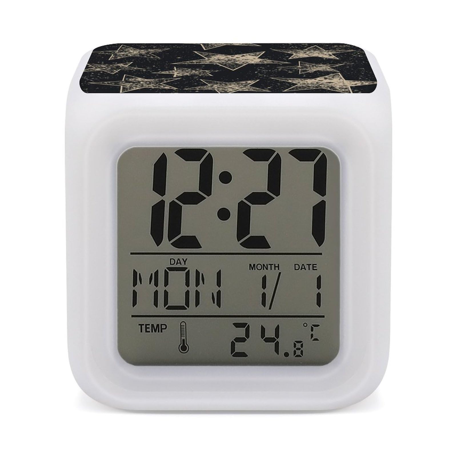 VstaDank Star Alarm Clock Sleep Trainer 7 Color Changing Night Light Modern Touch Bedside Lamp Fashion Digital Clock with Temperature Display Wake Clocks for Loud Alarm
