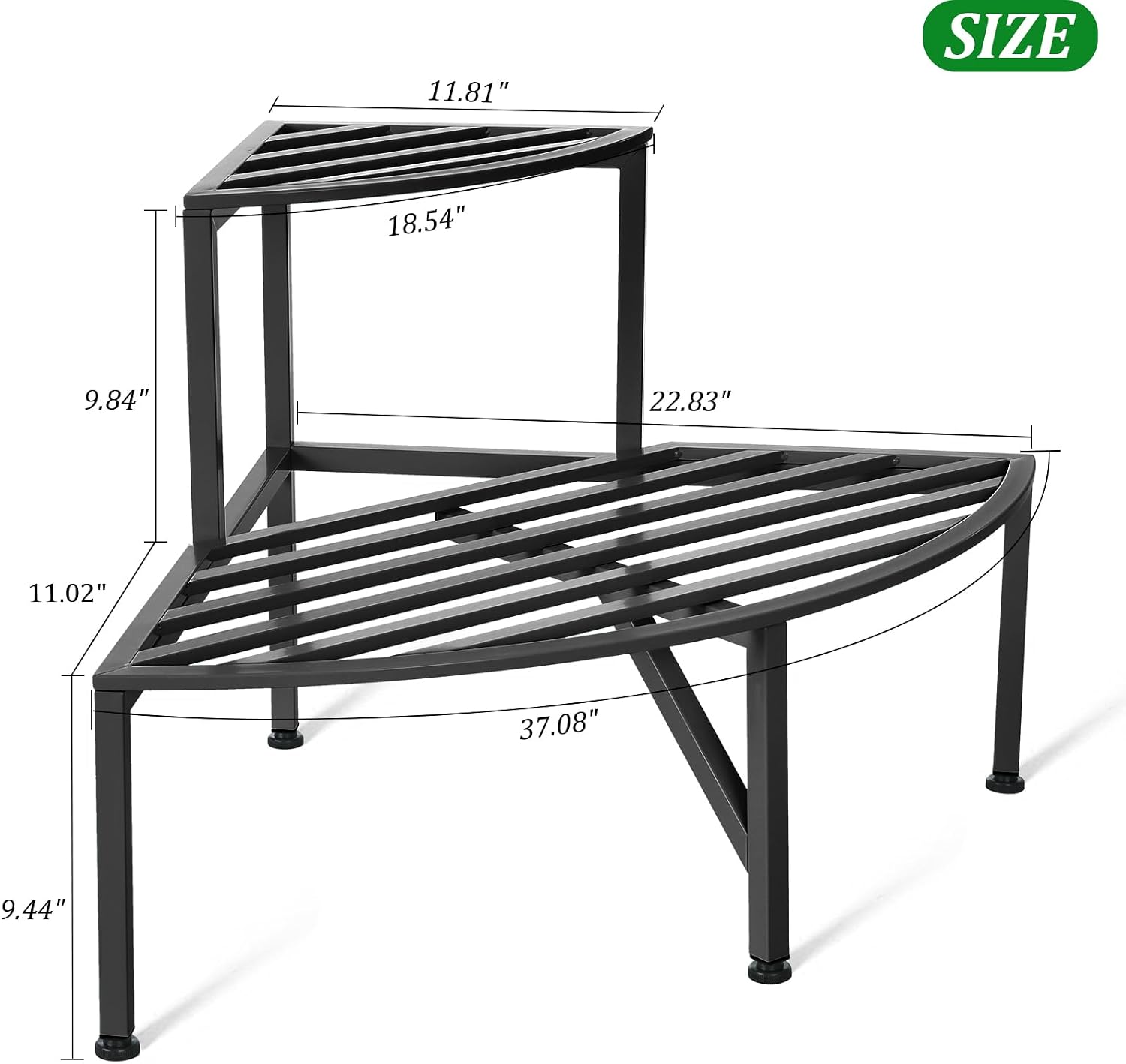 Dipion 2 Tier Corner Plant Stand Outdoor Metal,Indoor Plant Shelf,Black image 5