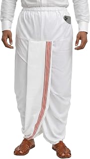 Rameshwaram Fabrics Men's Readymade Elastic Cotton Silk Dhoti for men, Free Size (Ready-to-wear-Dhoti) Price In India