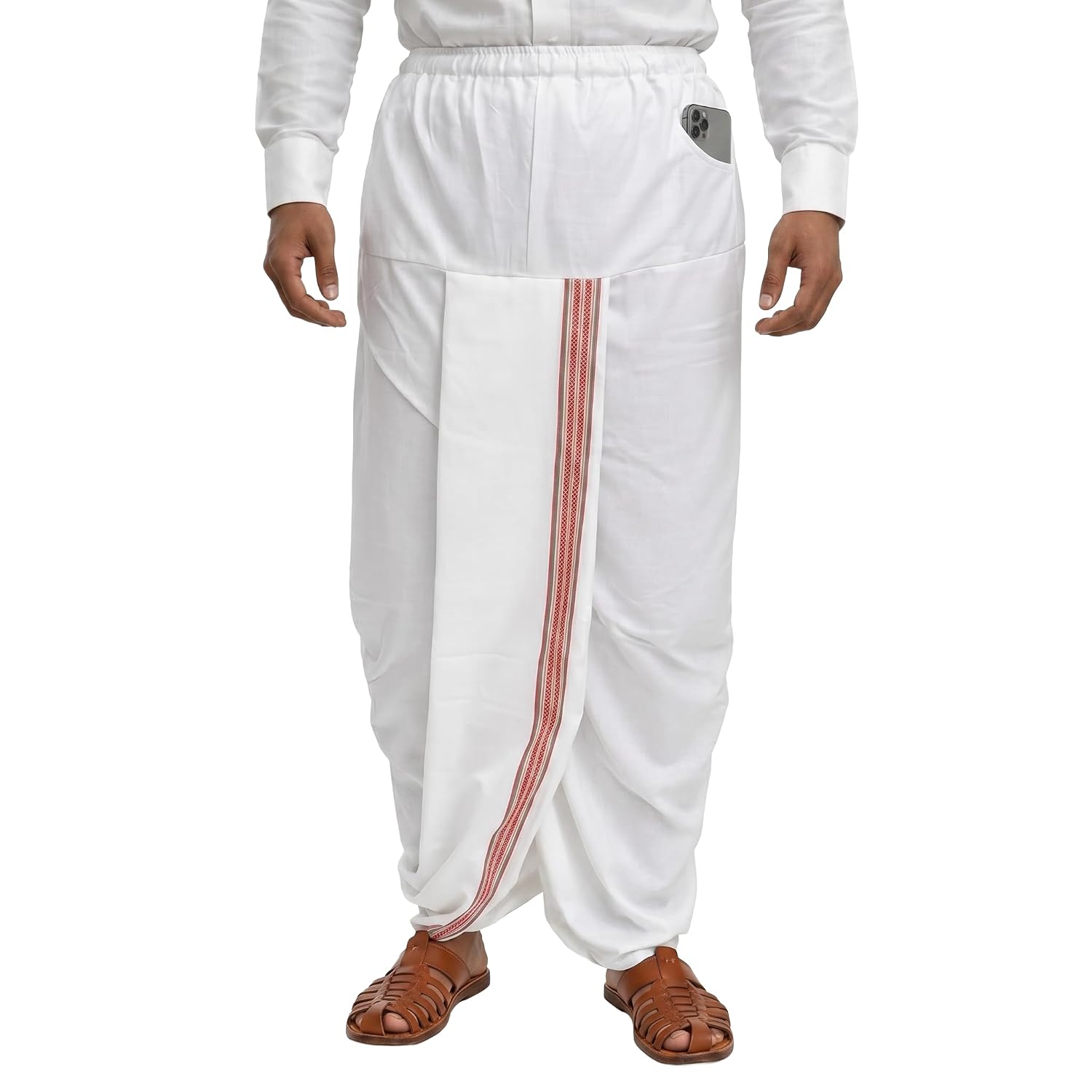 Rameshwaram Fabrics Men's Readymade Elastic Cotton Silk Dhoti for men, Free Size (Ready-to-wear-Dhoti) - Review, Price and Buying Guide