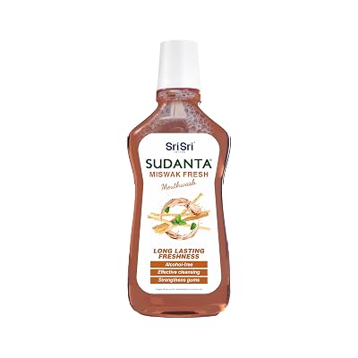 Sri Sri Tattva Sudanta Miswak Fresh Mouthwash | Ayurvedic Oral Rinse for Long-Lasting Freshness | Alcohol-Free | Strengt