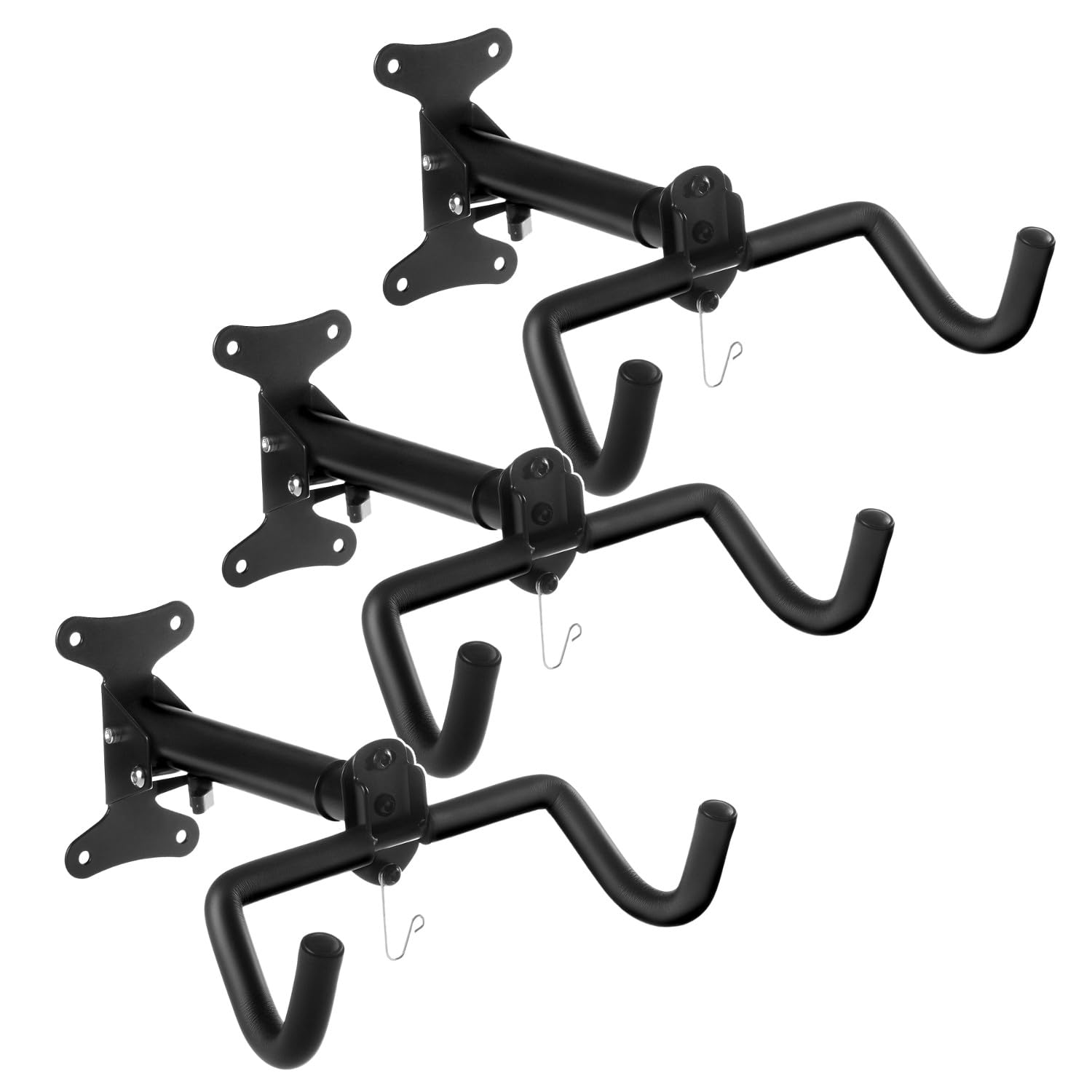 Maclean MC-484 Soporte de Pared Ajustable para Bicicletas | Brazo Plegable de Acero con Alcance de 37 a 47 cm | Capacidad de Carga de 30 kg | Ganchos con protección antirrayaduras (3)