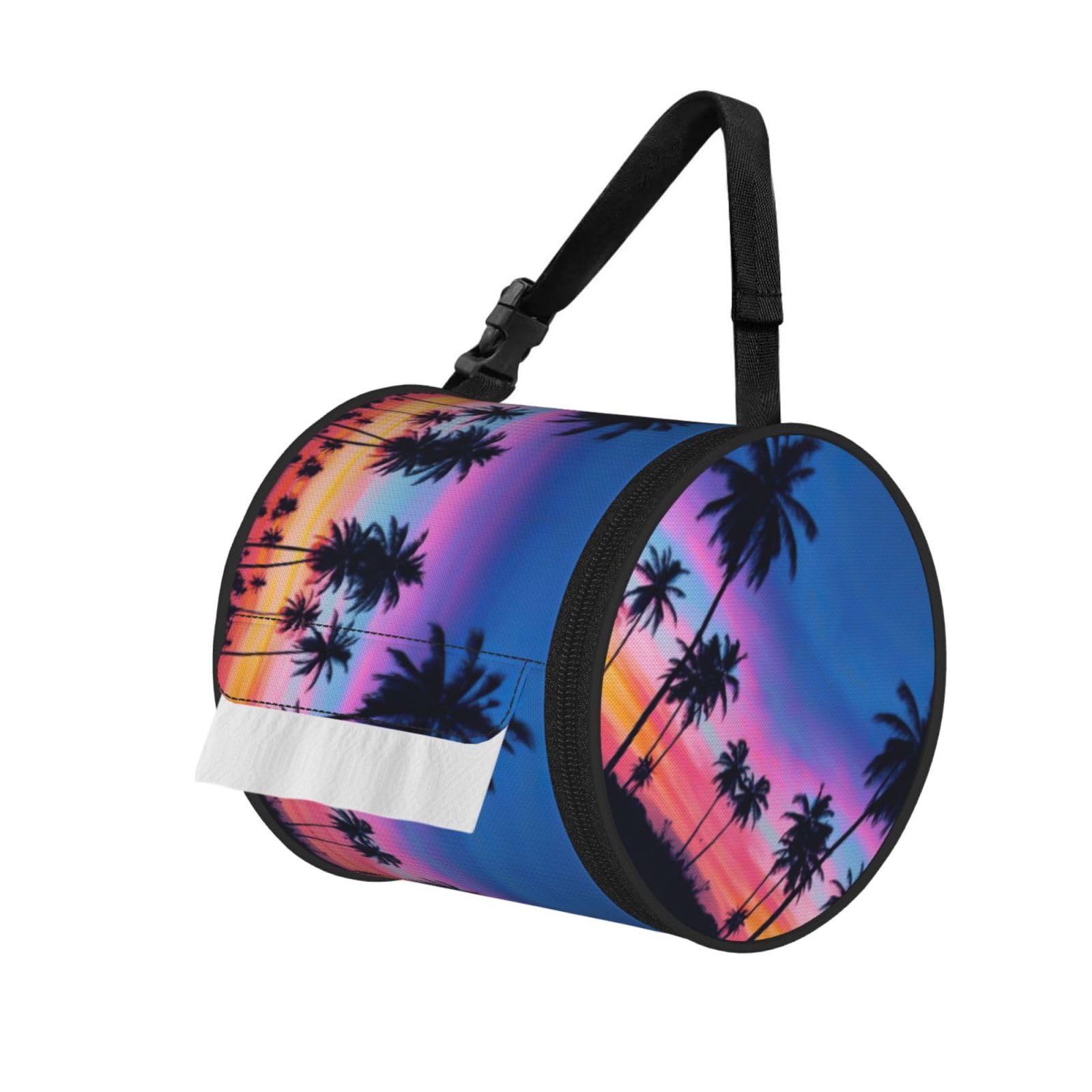 Palm Trees Print Fashion Tissues Organizer Box, Hanging Tissue Holder For Purse Coins For Car Office Daily Outing