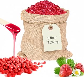 Hard Wax Beads, 5lb / 80oz Jumbo Bulk Refill, Stripless Professional Wax Beans for Bikini, Underarm & Coarse Hair, Salon & Home Use, Strawberry Scented Red