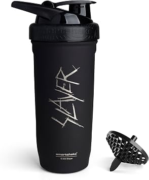 Smartshake Rockband Reforce Stainless Steel Protein Shaker Bottle - Non Insulated Gym Bottle | Metal Shaker Bottles - 900 ml | 30 oz - Leakproof Screw-on Lid - BPA Free | Slayer, Scratchy Logo