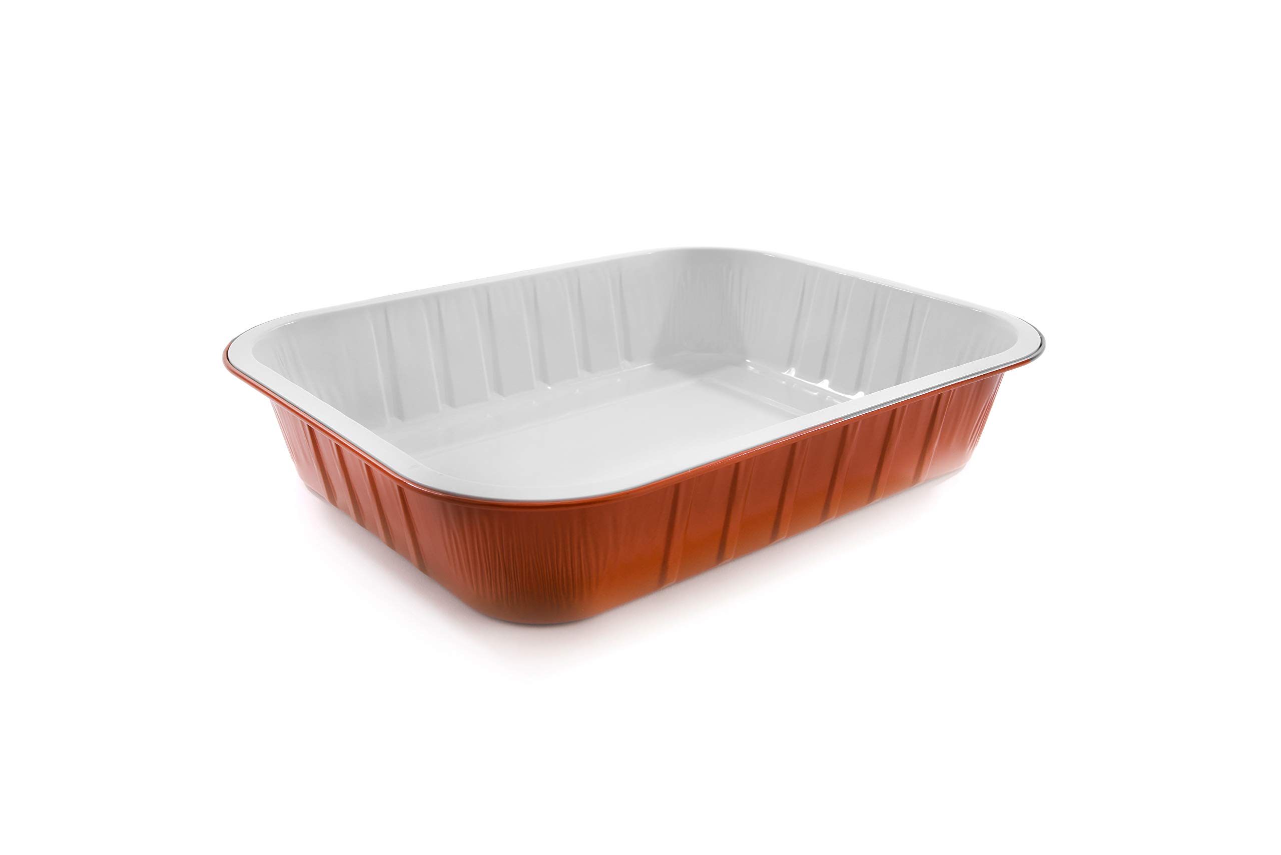 Contital AS221530 | Bandejas de aluminio lacado blanco/cobre 4 porciones, 50 unidades extrarrígidas | Recipientes desechables para microondas y para llevar | bandejas de aluminio desechables