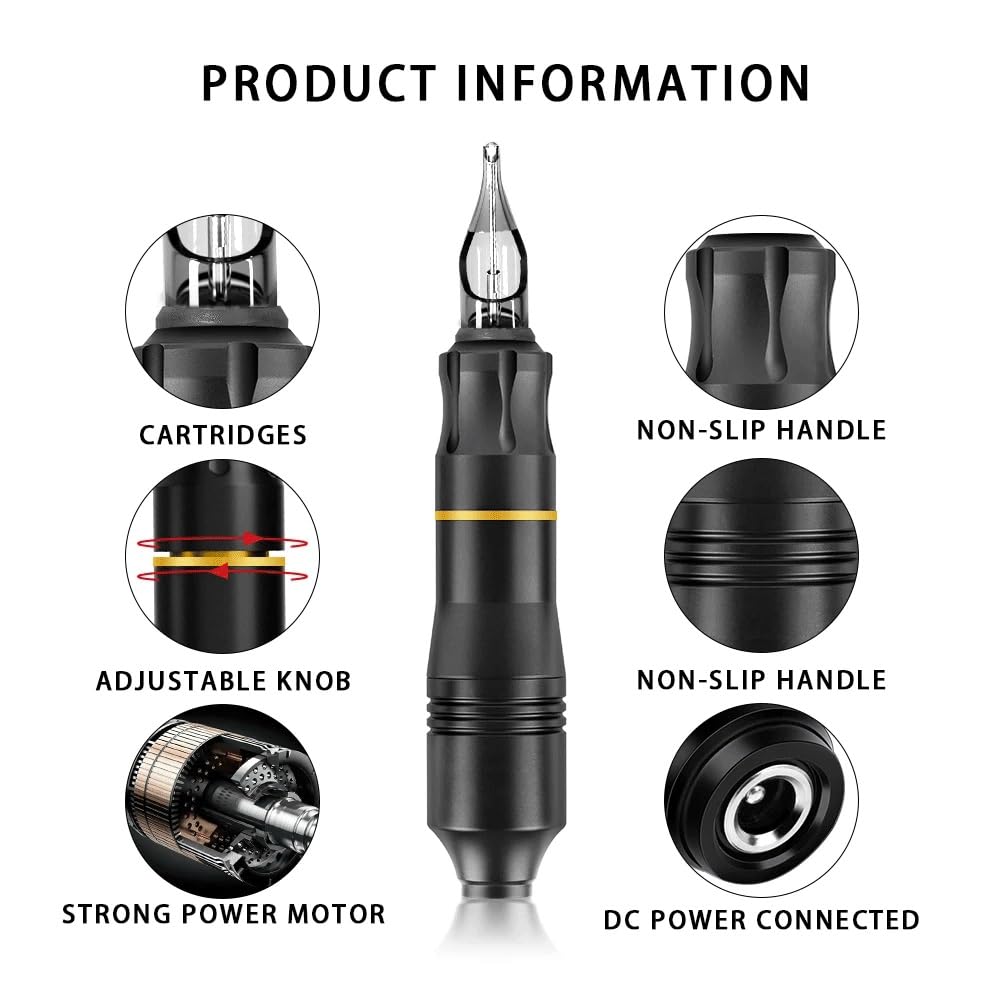 Tattoo Machines Professional Tattoo Machine Pen Kit Power Supply Rotary Tattoo Gun Permanent Pigment Needles Makeup for Tattoo Beginners Artist