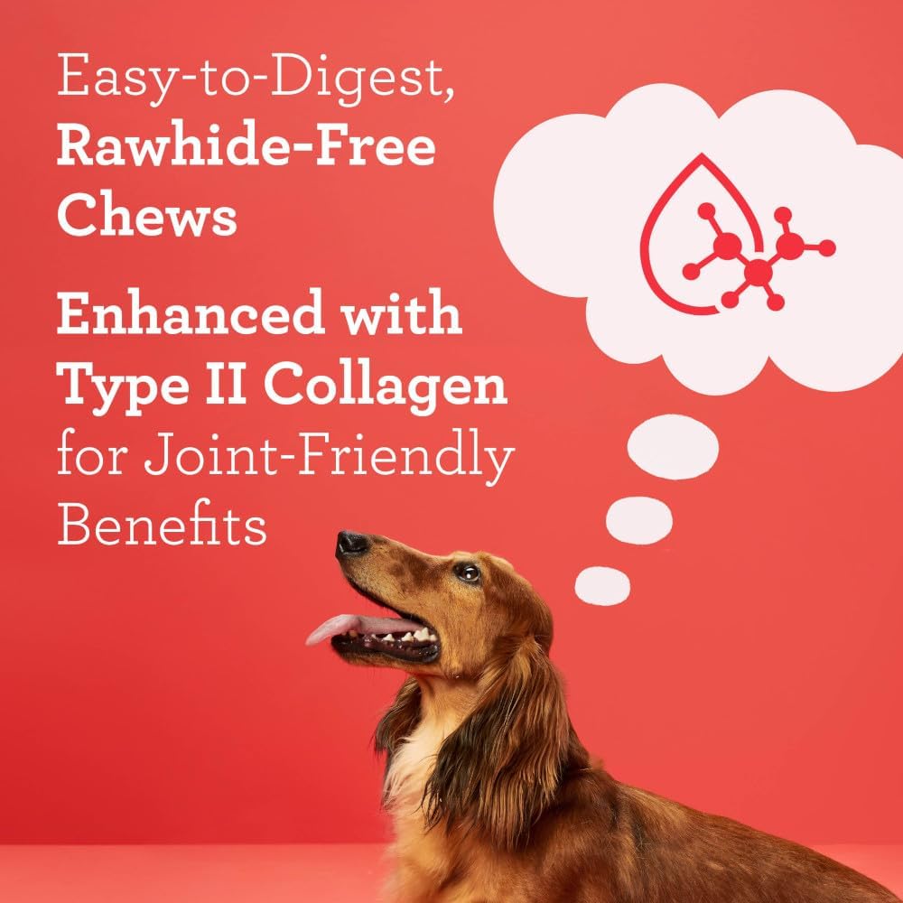 DreamBone CollaYUMS Knots Plus Collagen Chews for Dogs, 8 Count, Treat Your Dog to Rawhide-Free Chews Made with Chicken, Vegetables and Peanut Butter (Pack of 2)