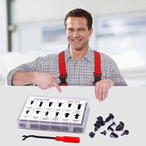 Miniatura 2 de Set de tornillos de Ayaoqiang de 240 piezas para GM Ford Toyota Honda Chrysler con funda de almacenamiento de plástico.