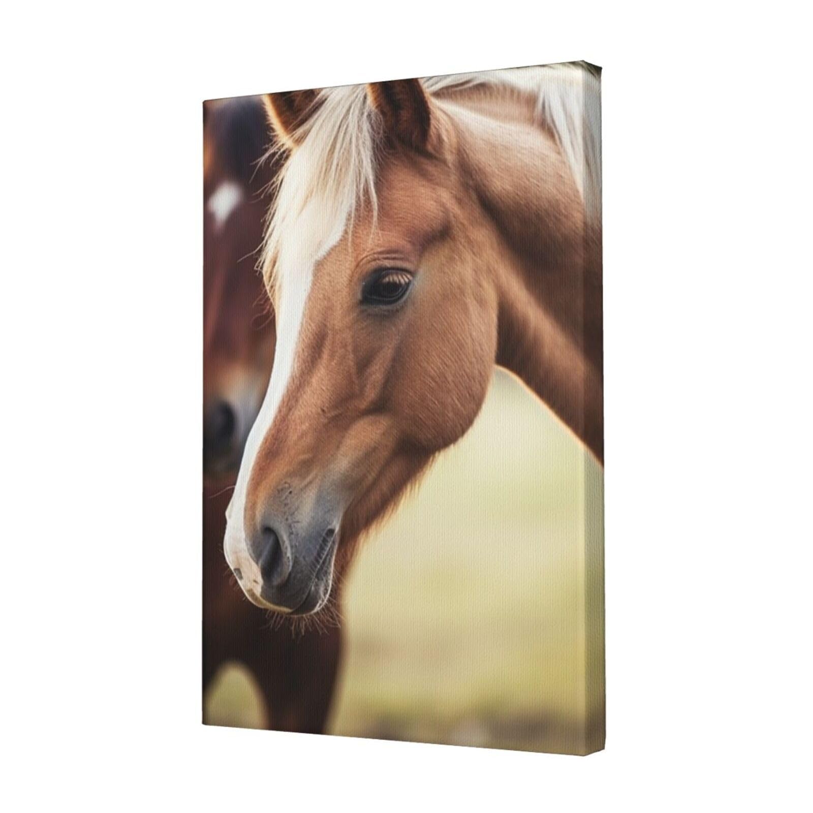 KLOPH Adorable Horse Canvas Wall Art for Living Room 12"x18" Modern Artwork Painting for Bathroom Hanging Canvas Prints Aesthetic Wallart for Bedroom Kitchen Office Wall Decor
