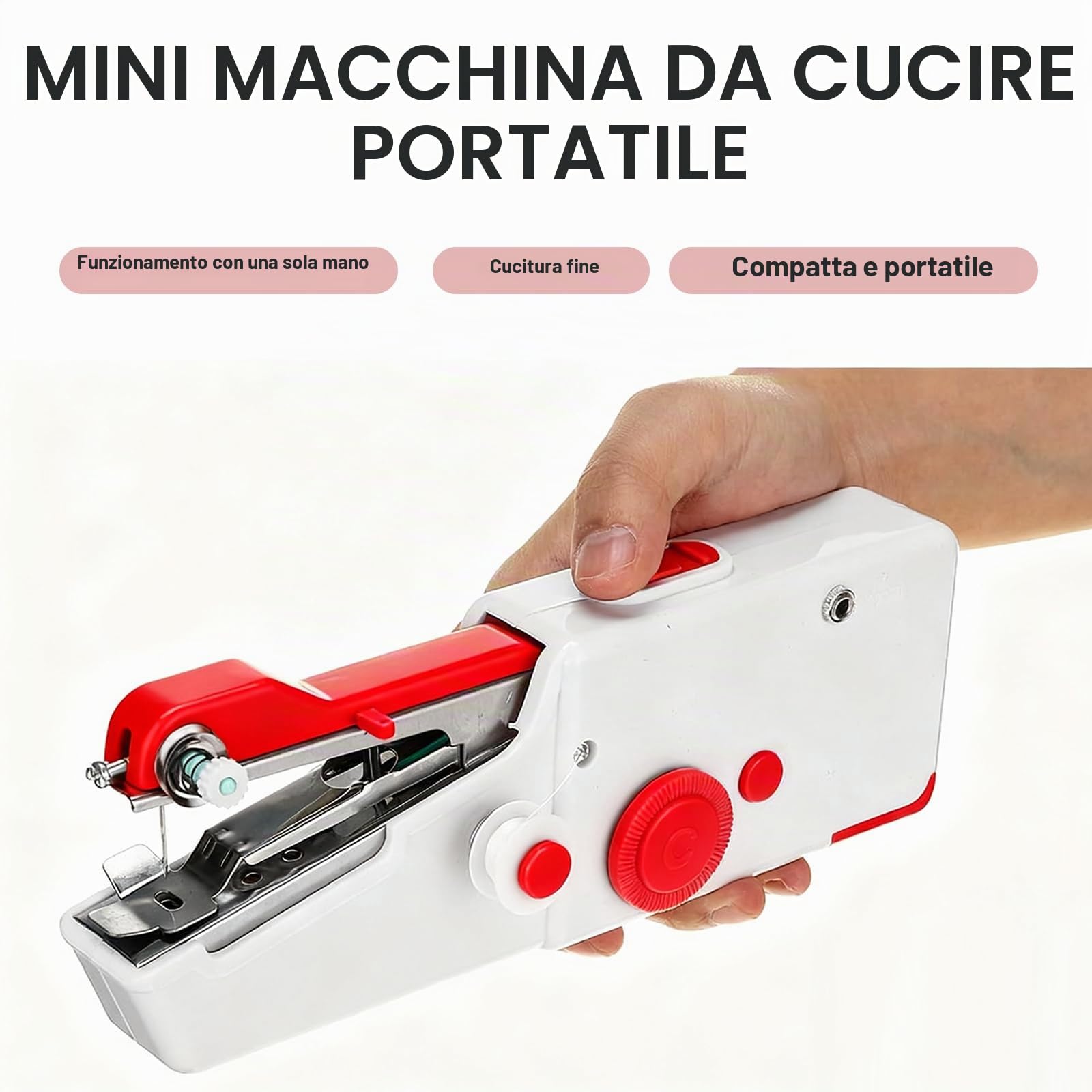 Macchina da Cucire Portatile a Mano, SINZONEu® Mini Macchina da Cucire Elettrica con Doppia Alimentazione, USB/Batteria per Principianti, Riparazione Vestiario, Tessuti, Viaggi DIY
