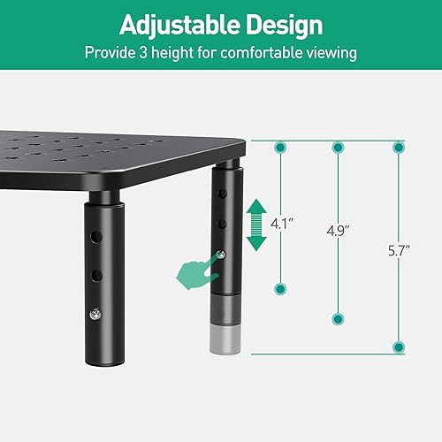Miniatura 5 de Zimilar Paquete de 2 soportes para monitor, 3 elevadores ajustables de altura para laptop, impresora, iMac, PC, soporte de metal premium para 2