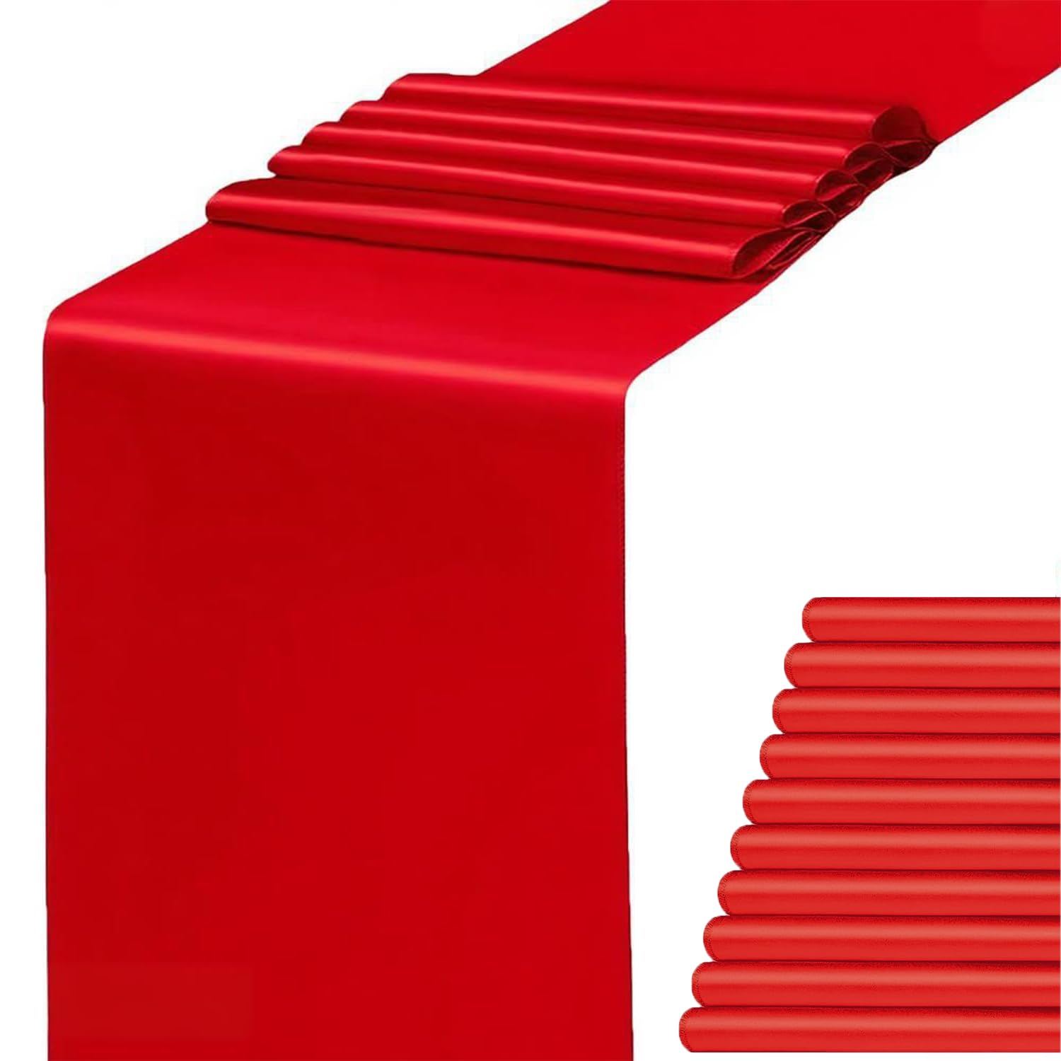 Satin Red Table Runners 10 Pack - Wedding Table Runner 12 x 108 Inches Long for Weddings Party Birthday Bridal Shower Christmas Anniversary Events Decorations — image 1