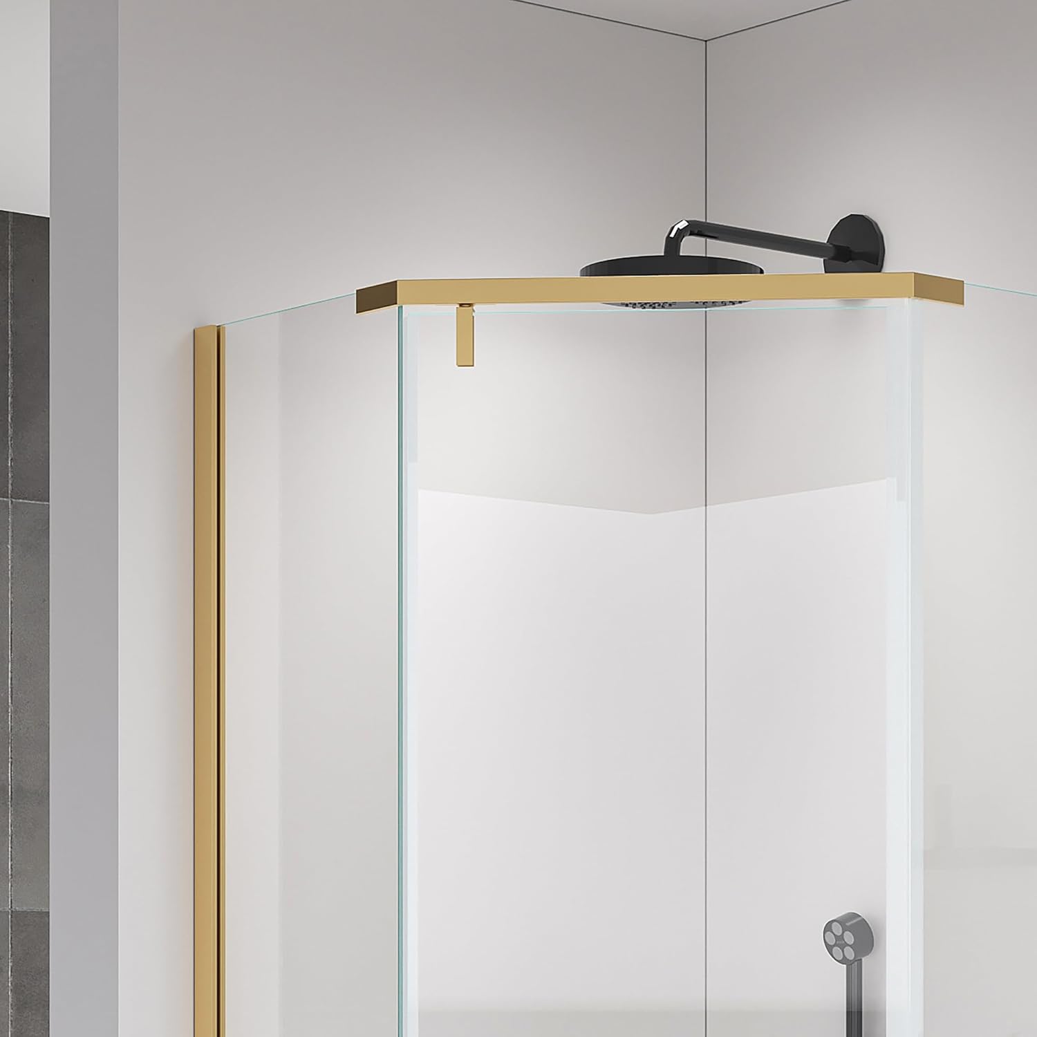 Corner Shower Enclosure 36"D x 36"W x 72"H Frameless Pivot Shower Door with 1/4" (6mm) Clear SGCC Tempered Glass, Neo-Angle Shower Enclosure Saving Space, Brushed Gold
