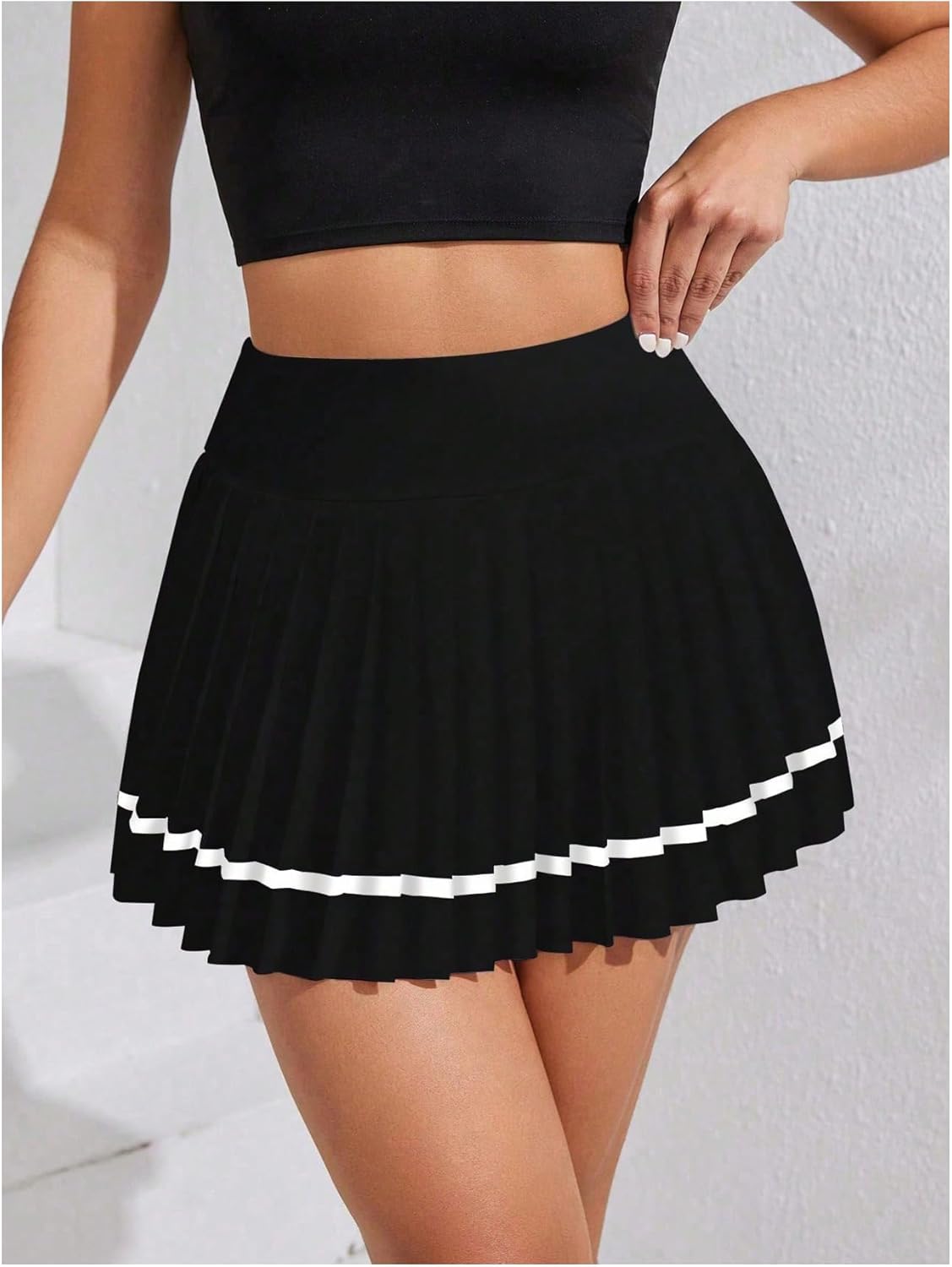 Verdusa Women's Tennis Pleated Athletic Skirts High Waisted Golf Skorts Skirt with Shorts - Image 4