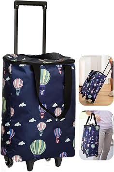 Small Rolling Shopping Cart with Wheels, Foldable & Portable