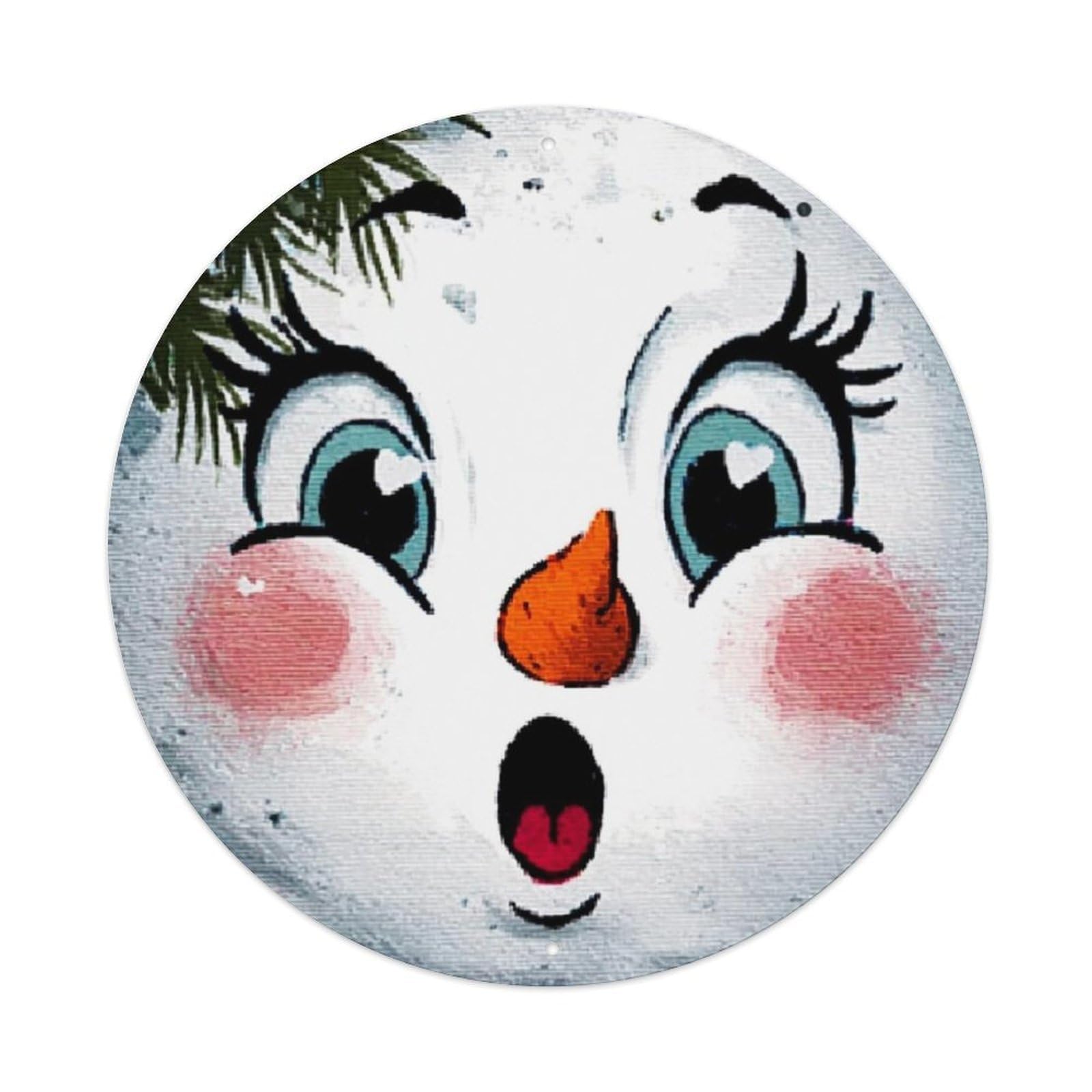 Snowman Face With Carrot Nose Retro Metal Sign Round Tin Sign, Vintage Decor Art Poster for Bar, Home, Man Cave, Kitchen, Laundry Room Gift 8x8Inch