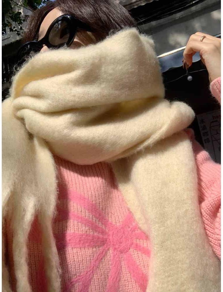 OUNIYA Large Chunky Scarf Oversized Fluffy Scarves Blanket Big Wool Thick Winter Warm
